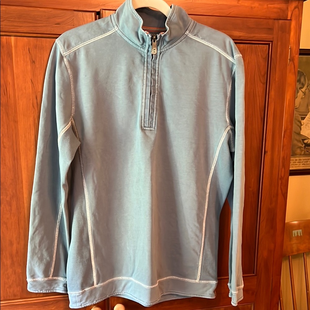Tommy Bahama Blue Zip Up Sweater with Soft Fabric